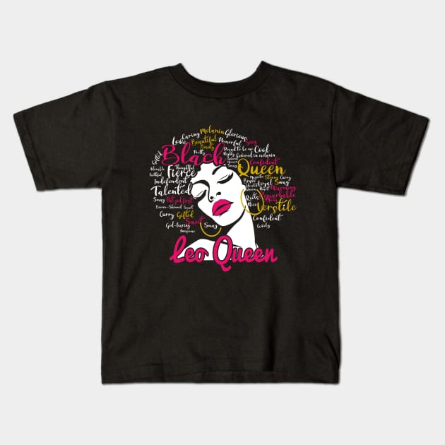 Leo Queen Funny Birthday Gift for Black Women Girl Kids T-Shirt by easleyzzi